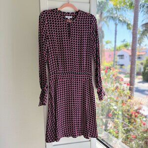 Equipment Magnolia Star Houndstooth Print Dropwaist Dress in Pink & Black size 0